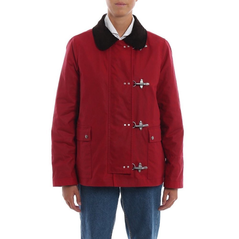 NEW FAY 4 GANCI Women's Red Iconic Jacket Coat Waxed Canvas Italy Size XS $1350
